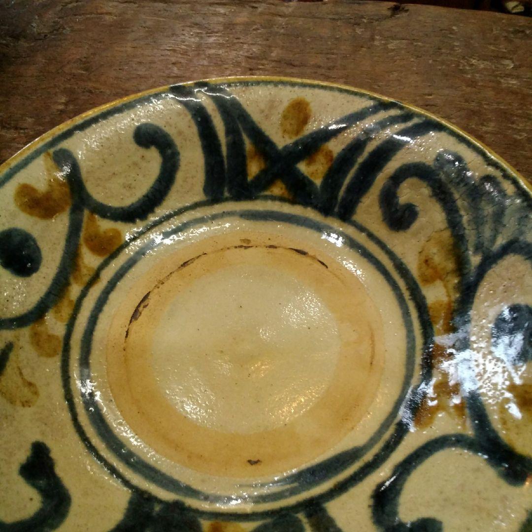 沖縄　陶器　金城敏男作品　やらむん7寸深皿　かざり皿