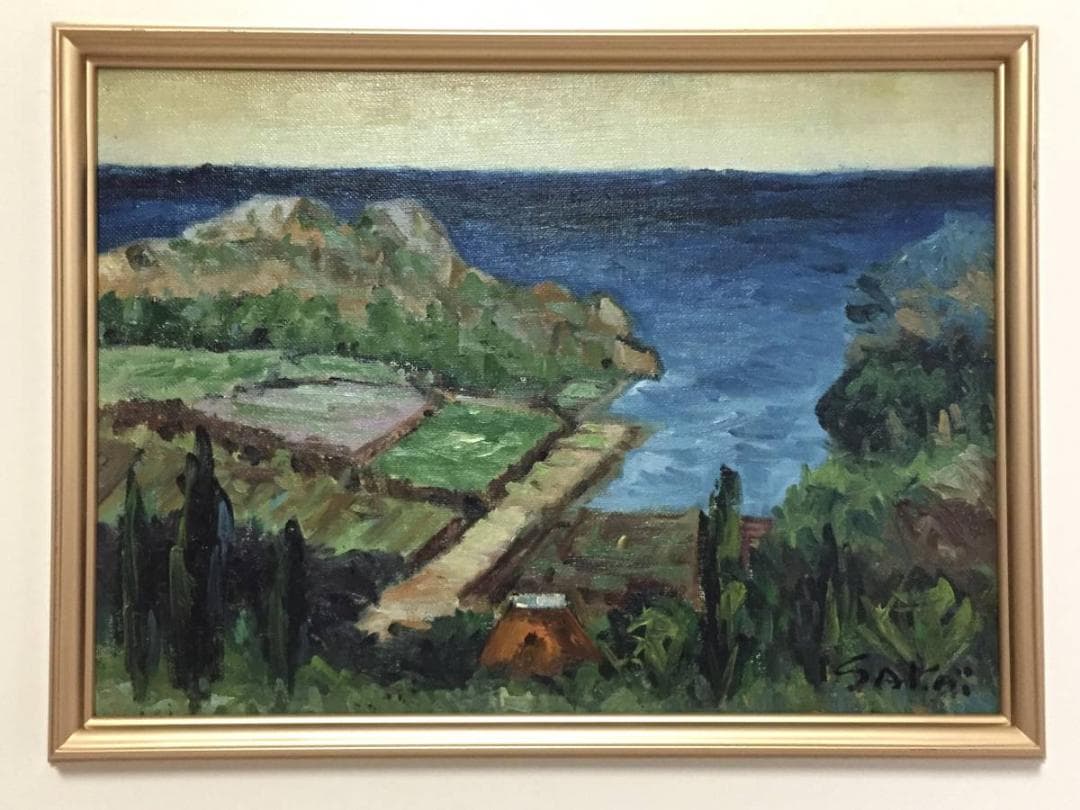 傑作 酒井良太郎 F4号 『外房風景』油彩 油絵 絵画 千葉県 房総半島 風景画