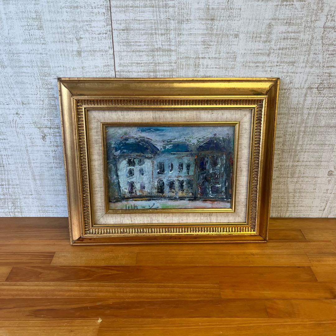 【アンティーク】額装 額縁 絵画 油彩画 風景画 建物 パリの風景 オブジェ