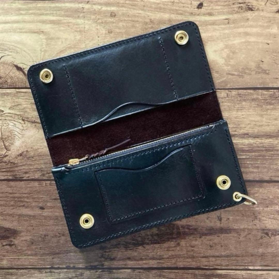 【P1F-2様ご確認用】ショートトラッカーウォレット【お札を折らずに収納】