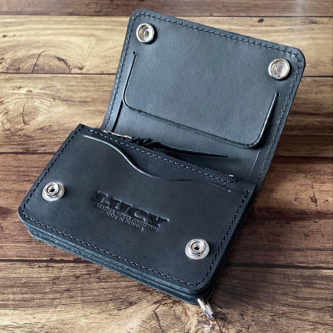 【P1F-2様ご確認用】ショートトラッカーウォレット【お札を折らずに収納】