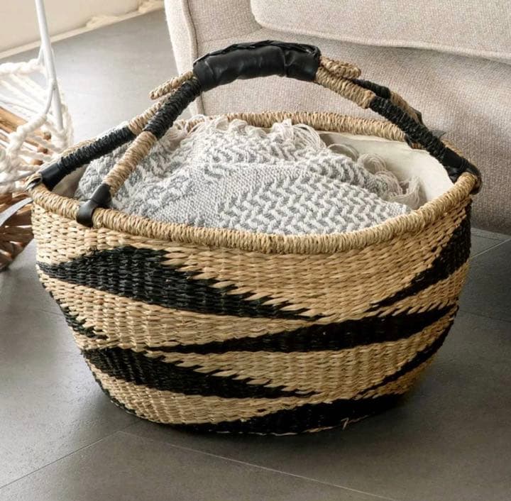 アジアン バリ島 天然 Ｌ シーグラス バスケット かご 収納 家具 リゾート