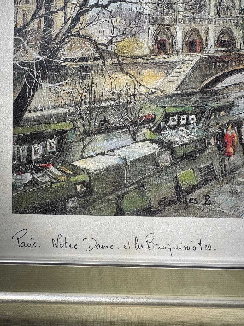 洋画　パリノ-トルダム大聖堂　絵画　美術品　風景画　額縁　インテリア