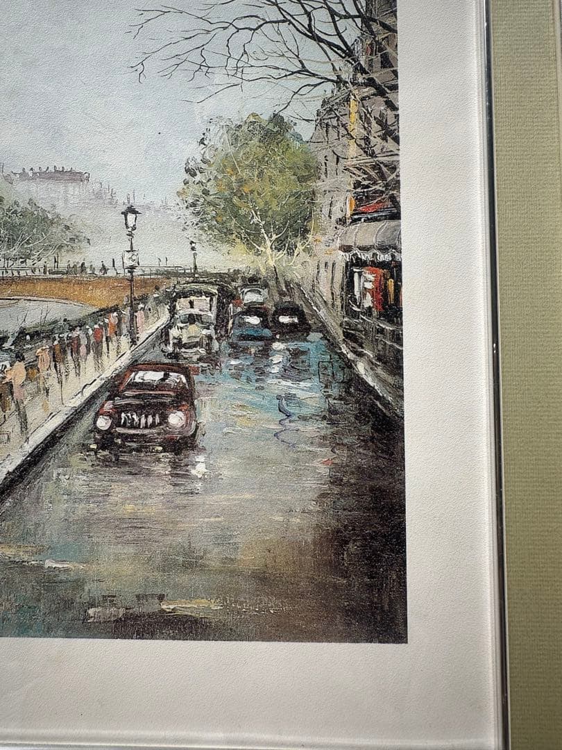 洋画　パリノ-トルダム大聖堂　絵画　美術品　風景画　額縁　インテリア