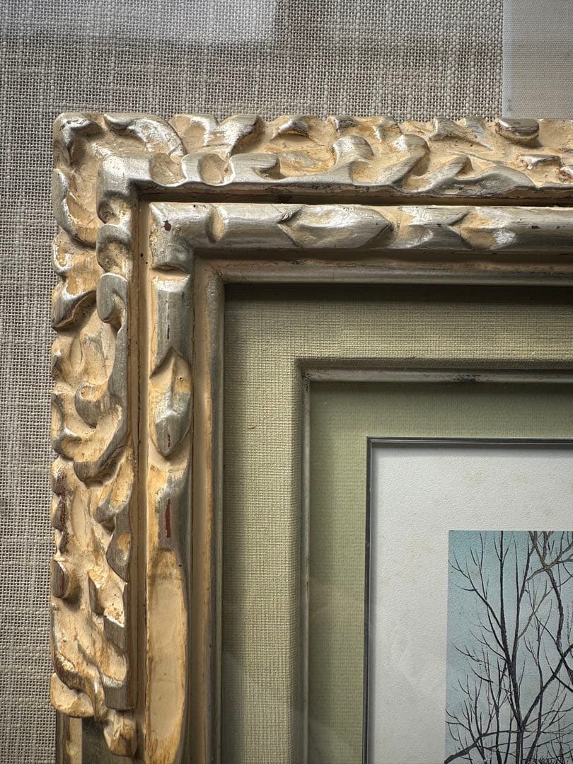 洋画　パリノ-トルダム大聖堂　絵画　美術品　風景画　額縁　インテリア