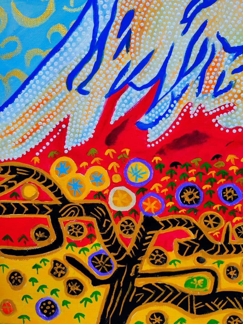 F6号】片岡球子【めでたき富士】手描き作品/サイン有/油彩/アクリル/額縁/額装