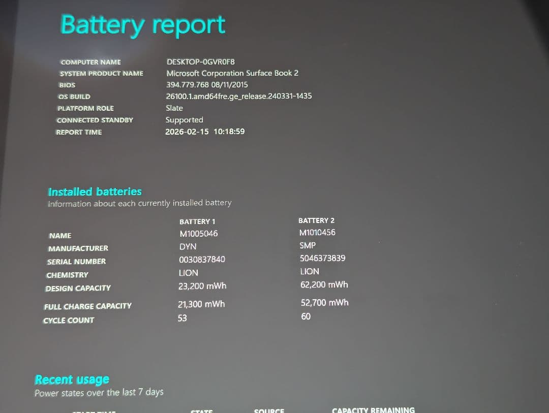 美品 Surface Book 2 15 16GB/GTX1060 電池86%