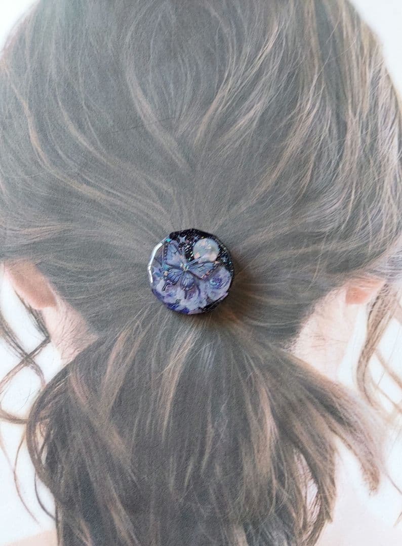 【1671】レジン　ヘアゴム　ポニーフック　ブロ―チ　ハンドメイド