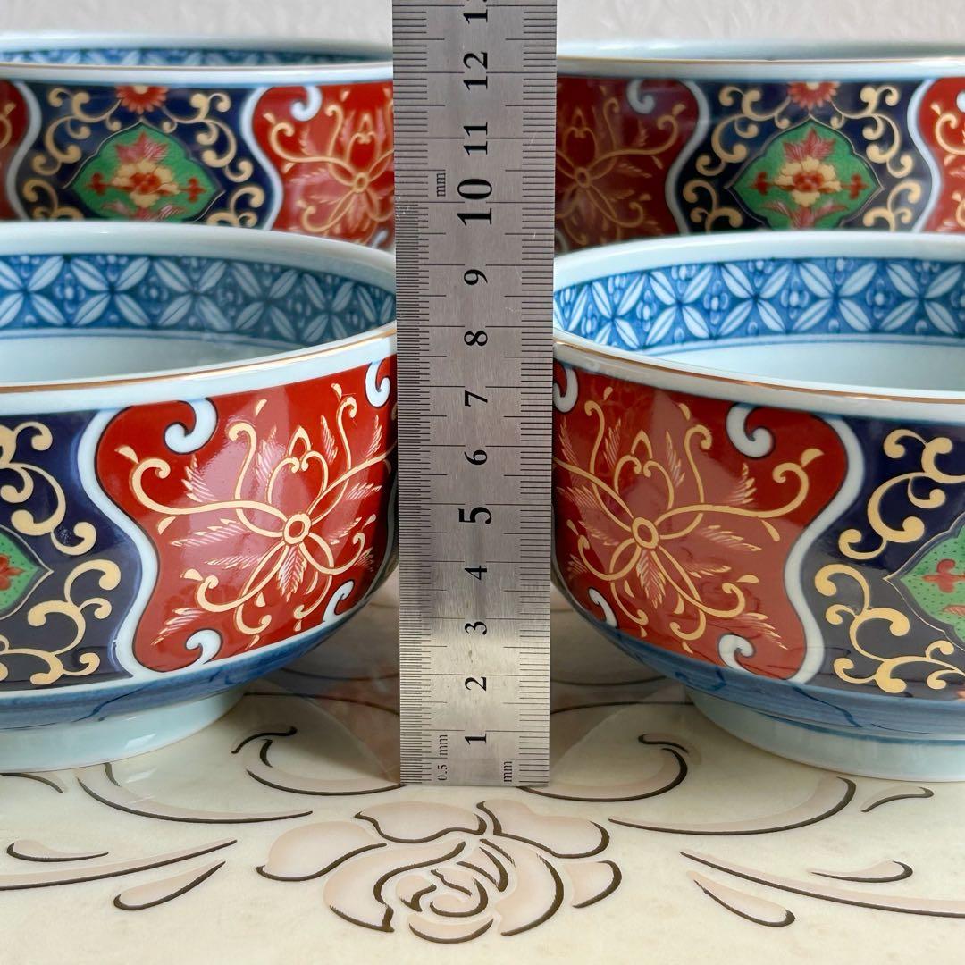 有田焼　明宝窯　丼ぶり　4客セット　色絵　金彩古伊万里　どんぶり　中鉢　ボウル