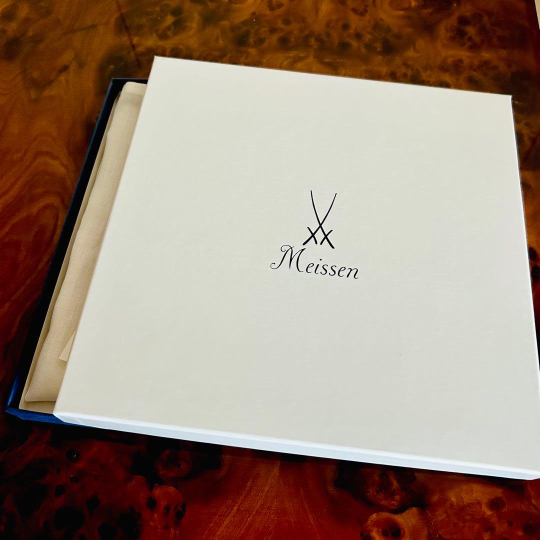 マイセンクロス　麻刺繍　ホワイトテーブルクロス　ランチョンマットmeissen