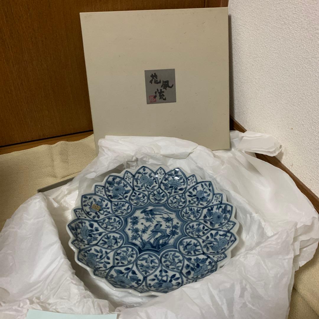 平皿　和風　日本のうつわ　陶器　染め付け　箱と説明書有り　松坂屋　日本製