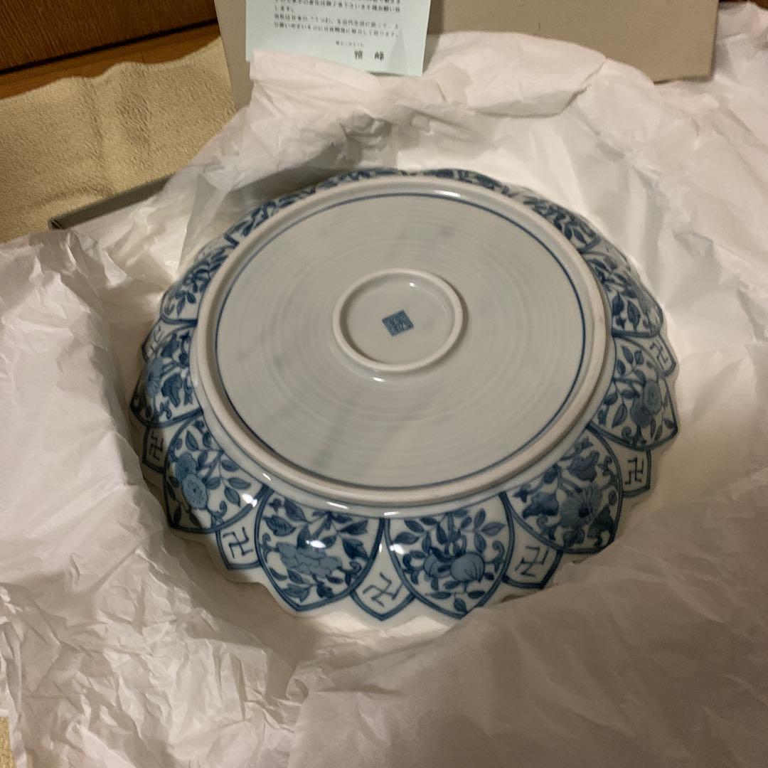平皿　和風　日本のうつわ　陶器　染め付け　箱と説明書有り　松坂屋　日本製