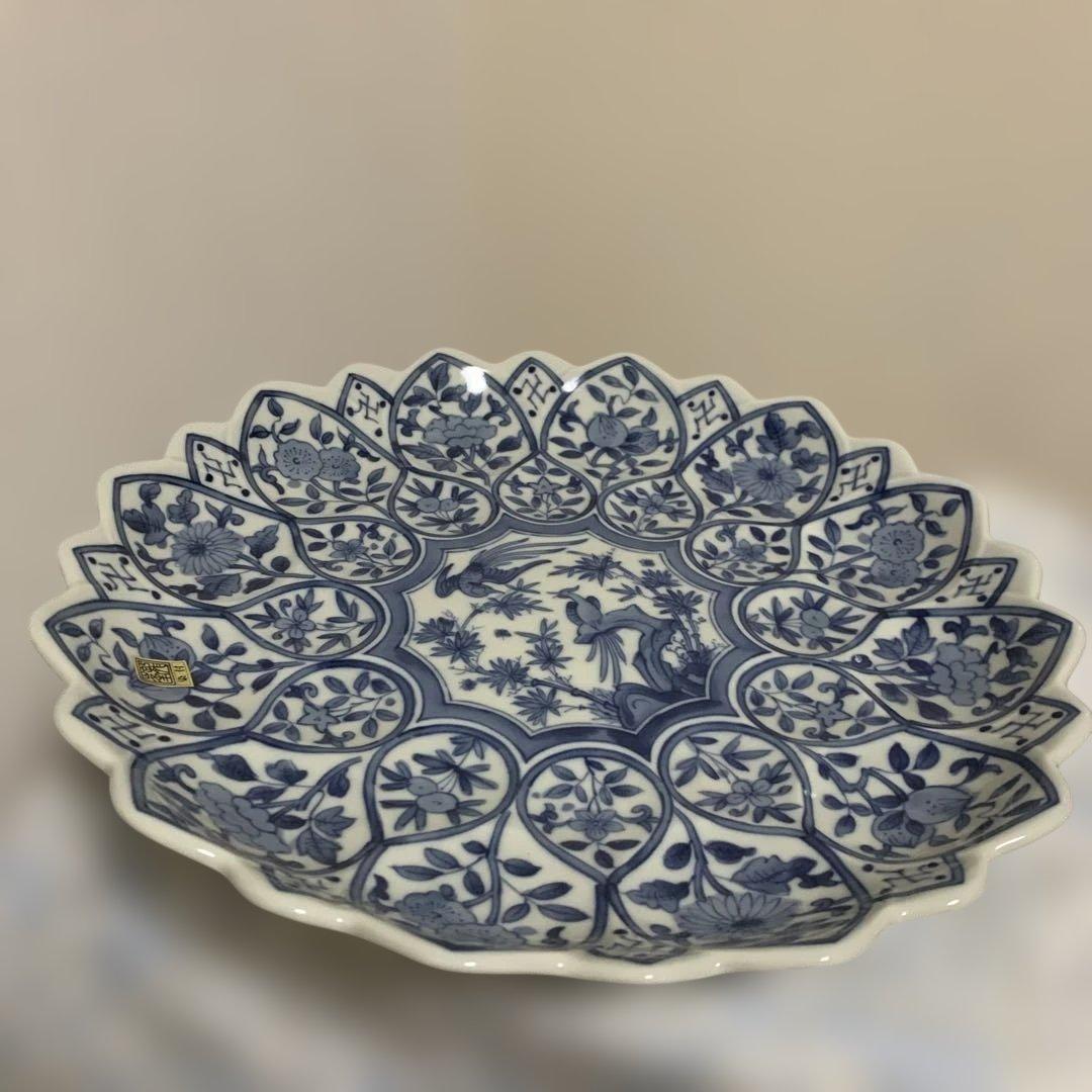 平皿　和風　日本のうつわ　陶器　染め付け　箱と説明書有り　松坂屋　日本製