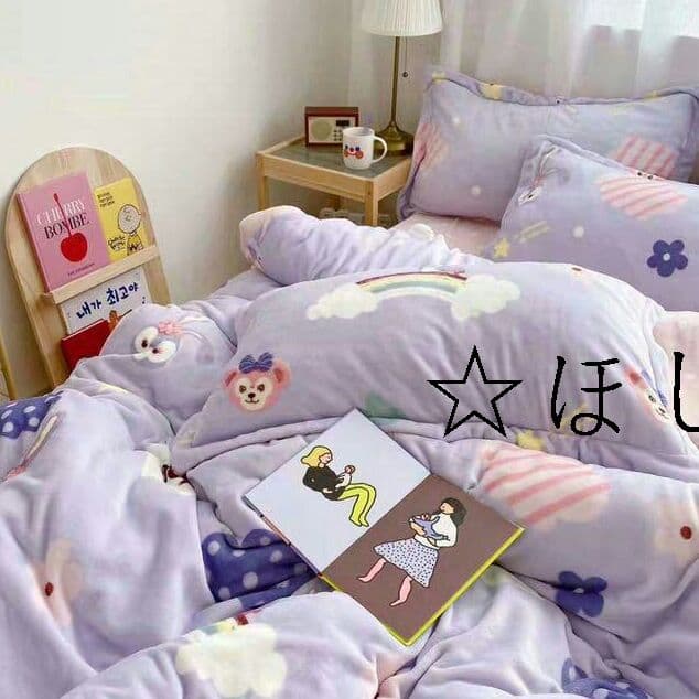 ?ステーラルちゃん?厚手暖かい可愛いベッド寝具掛け布団カバー3点、4点セットF