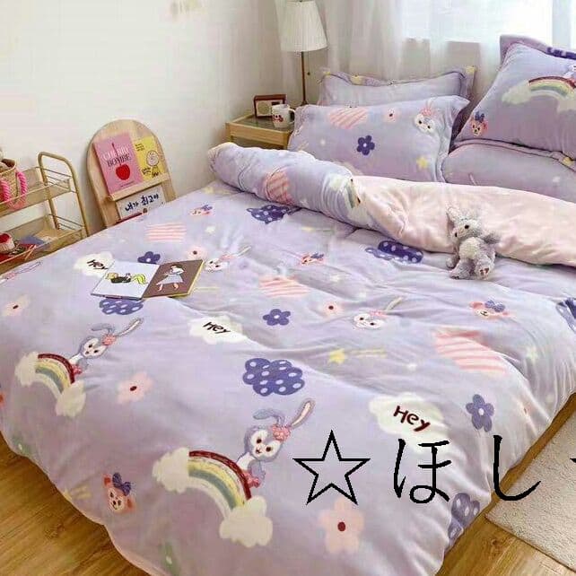 ?ステーラルちゃん?厚手暖かい可愛いベッド寝具掛け布団カバー3点、4点セットF