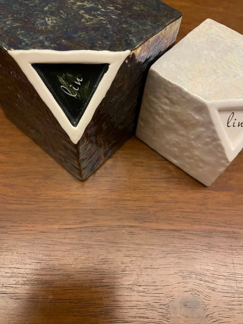 立方体花器 2個セット 青と白