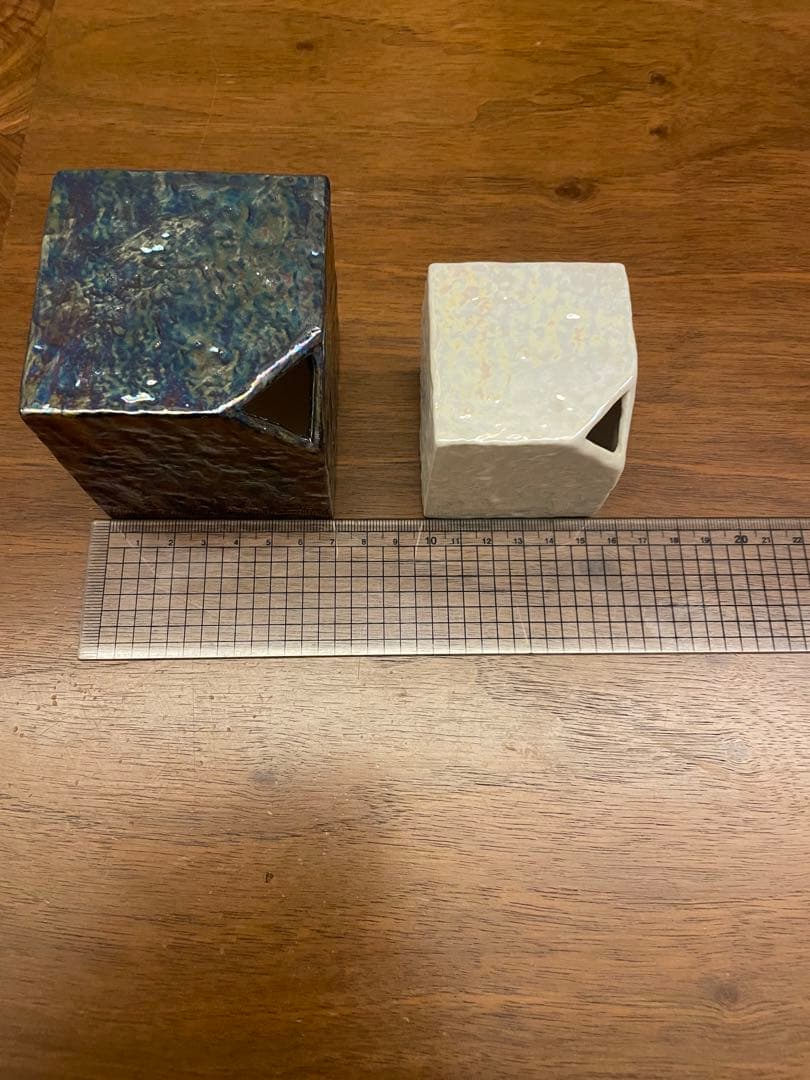 立方体花器 2個セット 青と白