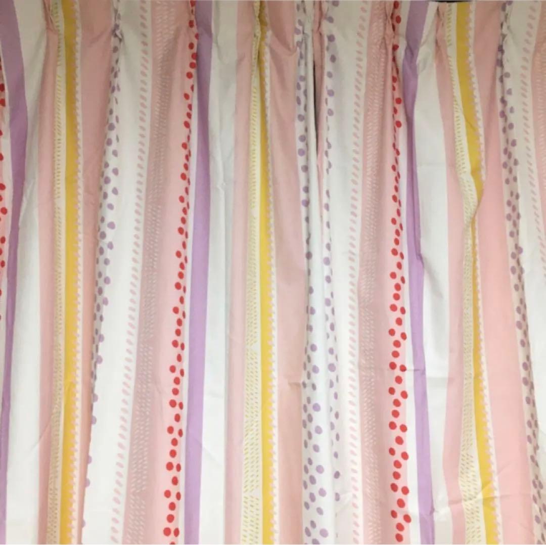 ストライプとドットのカーテン　ニトリカーテン　遮光　ドット遮光遮熱