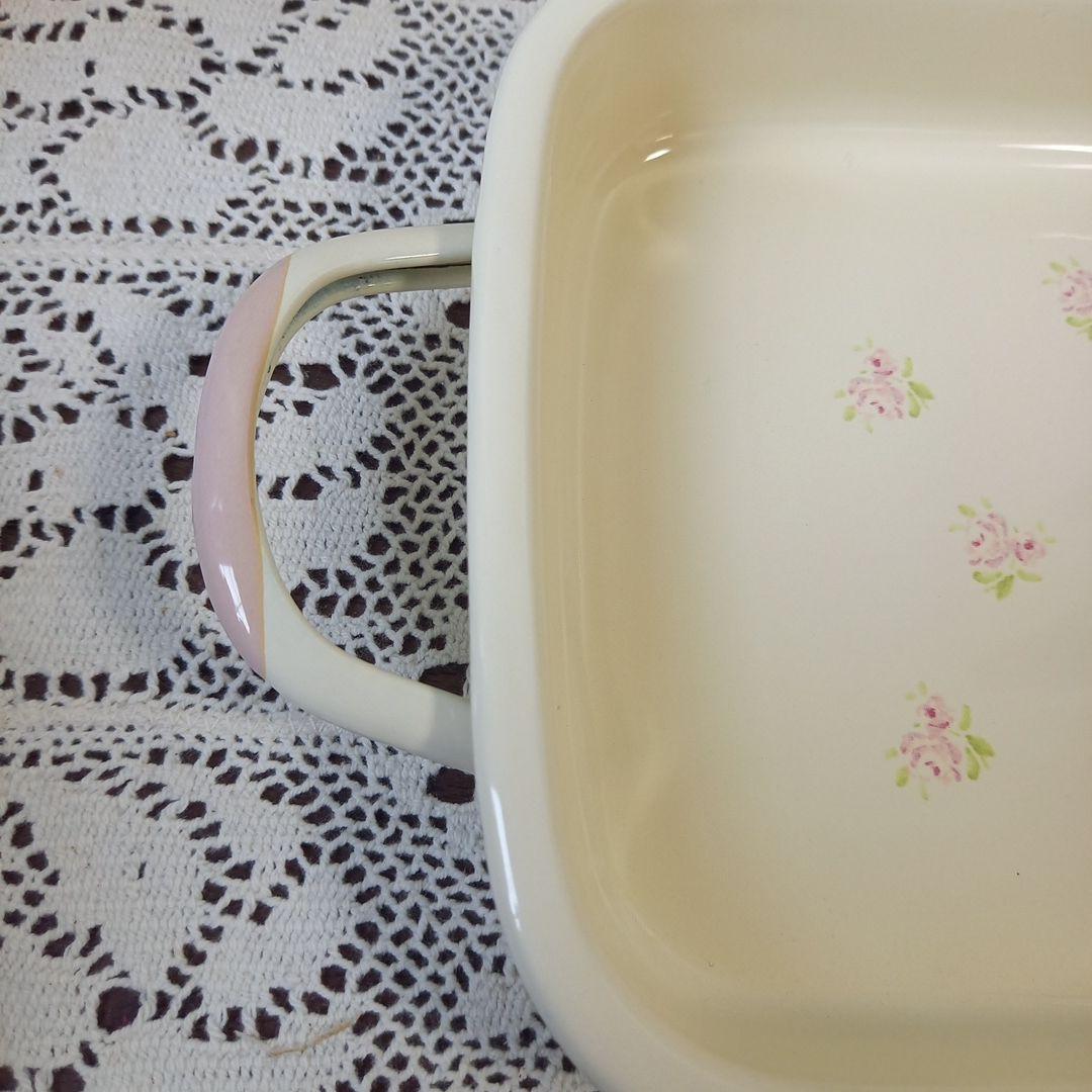 イマン　ローズバスケット　取っ手ピンクミニトレー