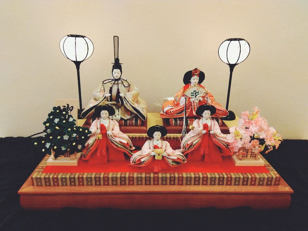 雛人形5人飾りガラスケース