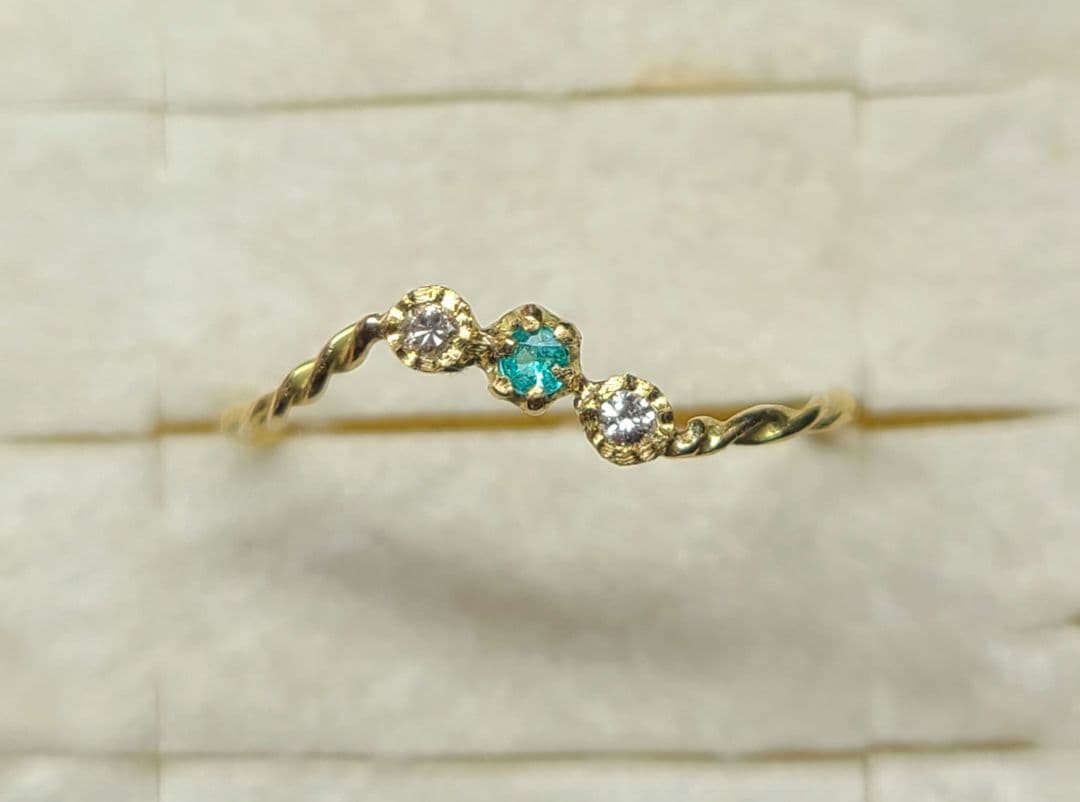 美しき煌めきの共演★バターリャパライバトルマリン&ピンクダイヤモンド18金★