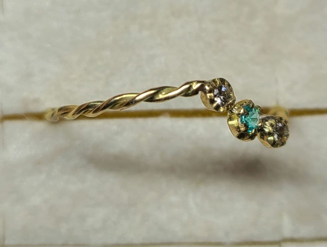 美しき煌めきの共演★バターリャパライバトルマリン&ピンクダイヤモンド18金★