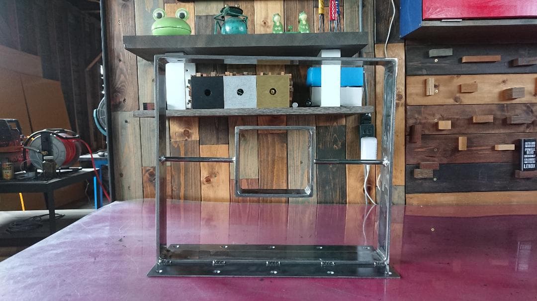 無塗装でアイアンなフラット鉄脚♪50×400×350mm 回型 2脚ver.