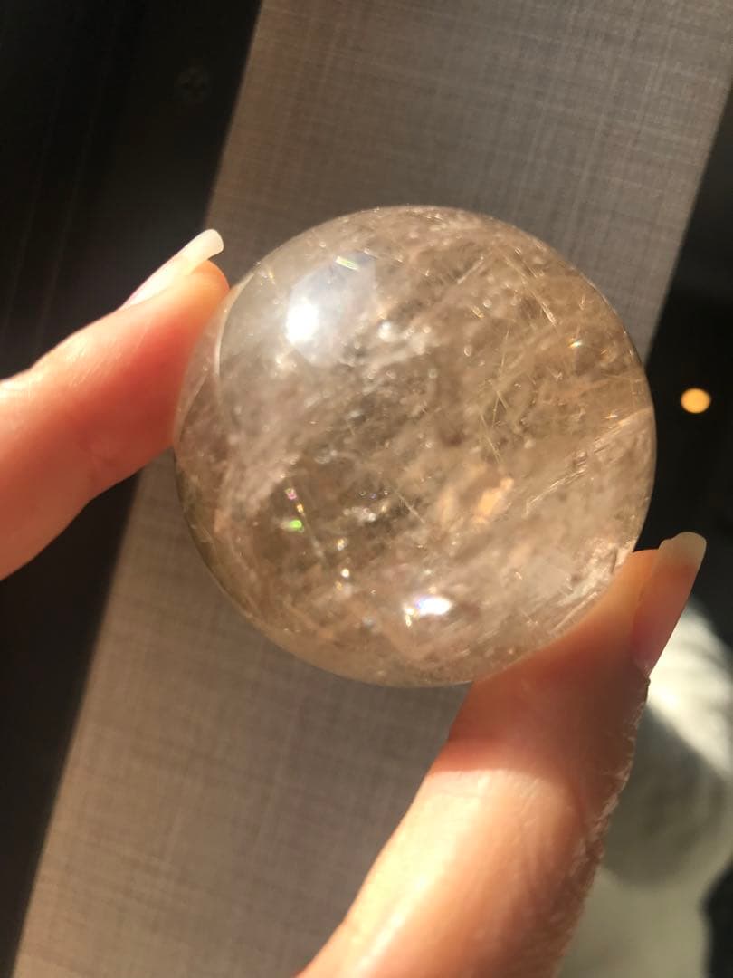 ☘️超レア❤︎虹入り❤︎黄金の輝き　ゴールドルチルクォーツ 丸玉　天然石