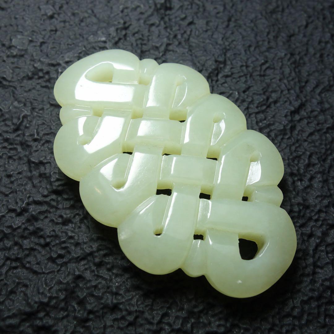 清時代 和田玉 編み紋玉佩 天然玉 C1A176