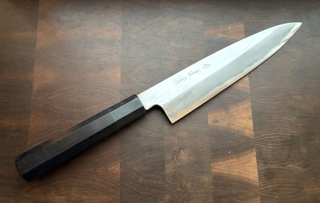 堺　實光刃物　arata 青鋼　片刃 牛刀　210mm 包丁　霞　和包丁　黒檀