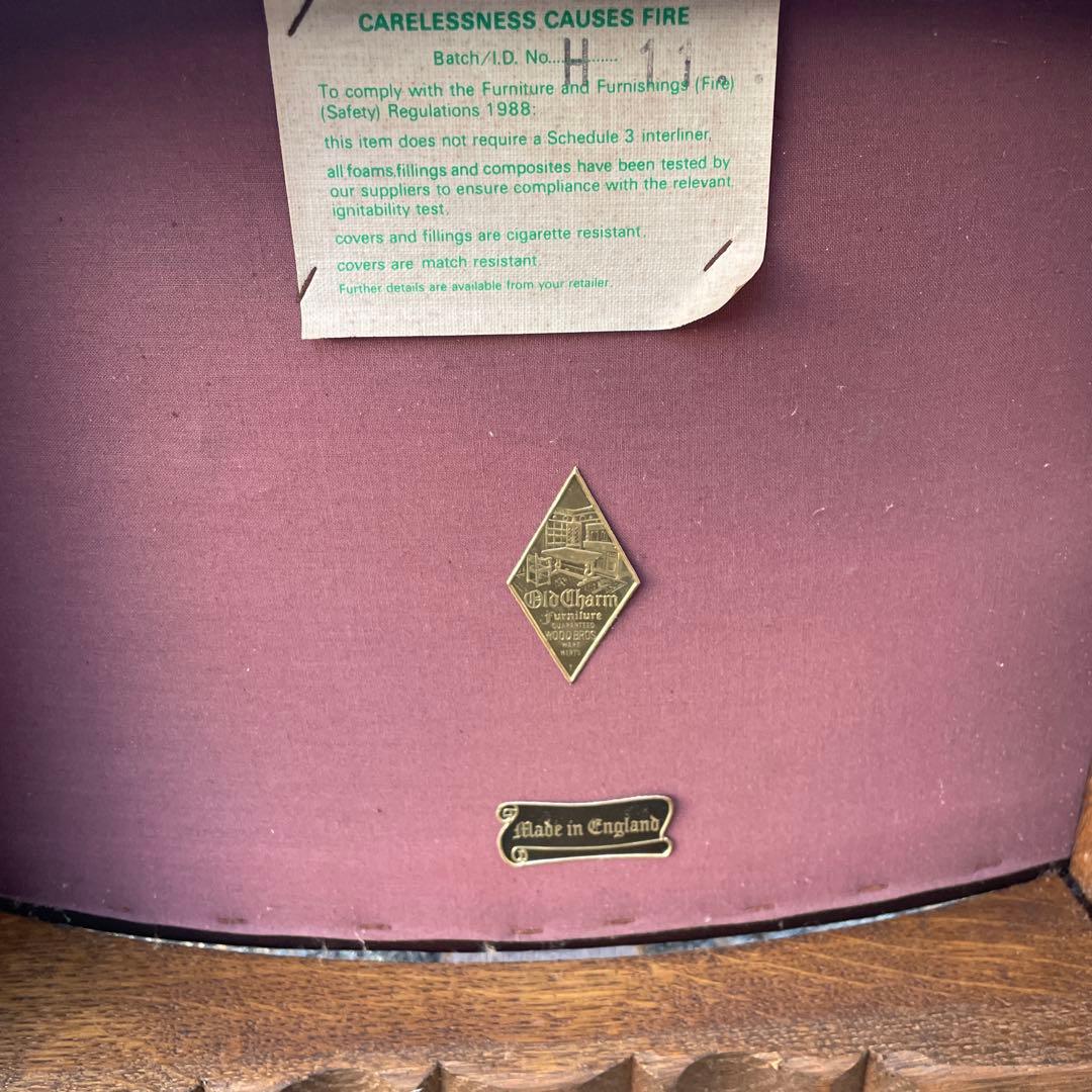 ② 希少　英国ウッド・ブラザーズ社　オールドチャームオーク製　カウンタースツール