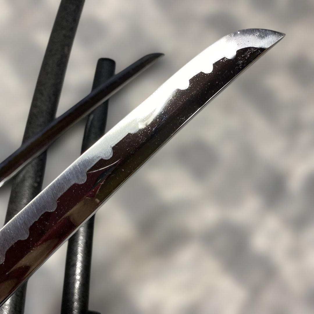 激安模造刀大小２本 黒柄 雲龍楕円鍔 黒梨地鞘