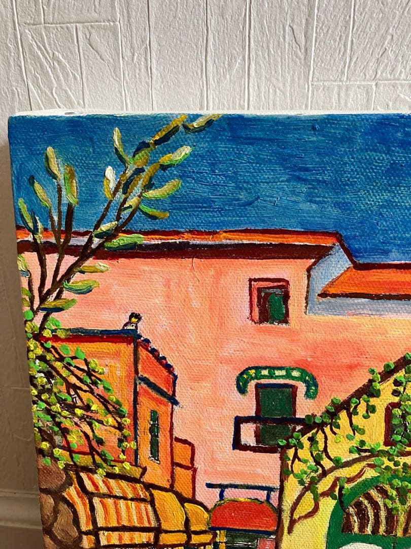 絵画　油絵　F4号　キャンバス　坂のある街①