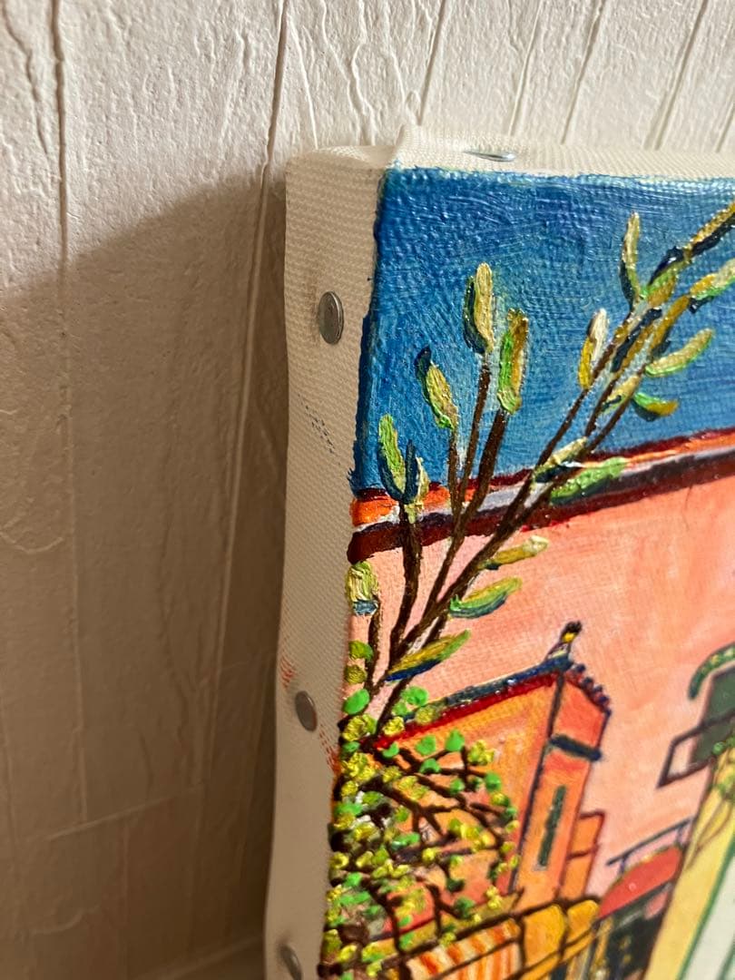 絵画　油絵　F4号　キャンバス　坂のある街①