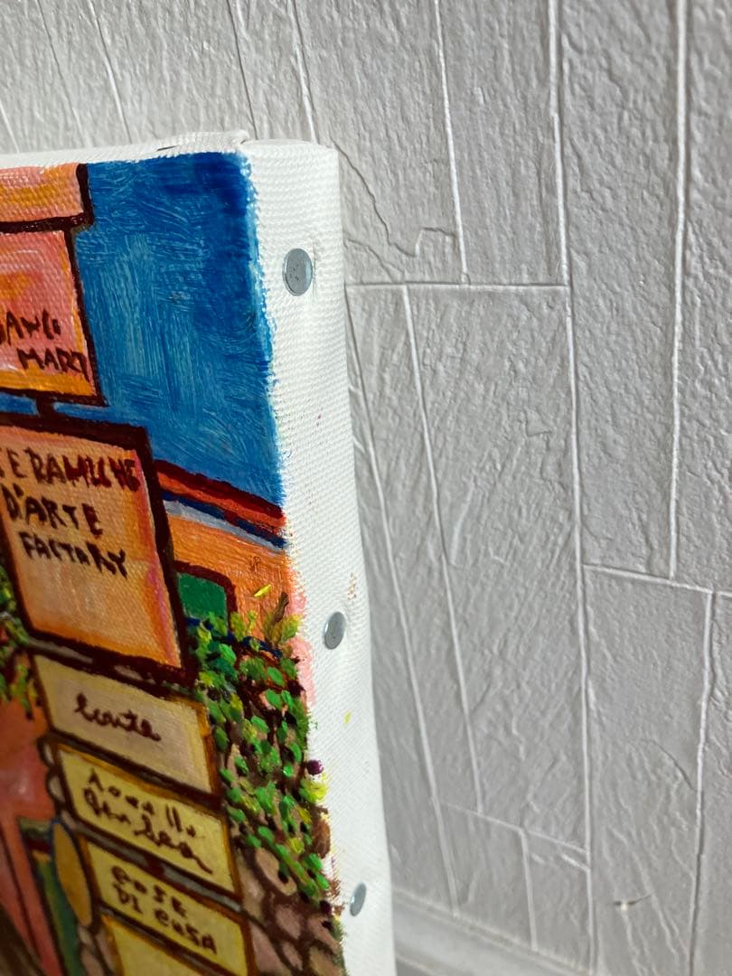 絵画　油絵　F4号　キャンバス　坂のある街①