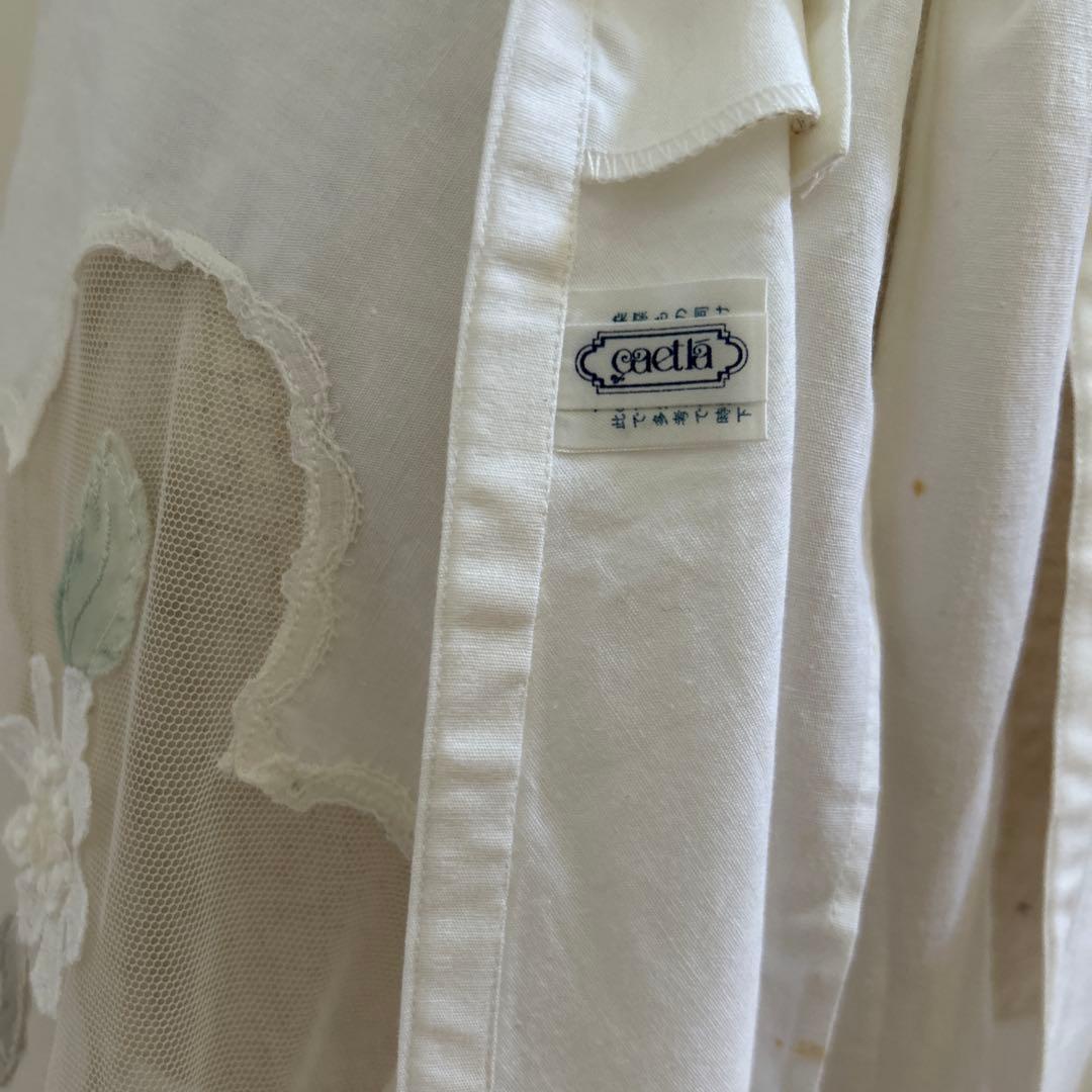 さえら レースお花モチーフ付きヴィンテージ チュールエプロン