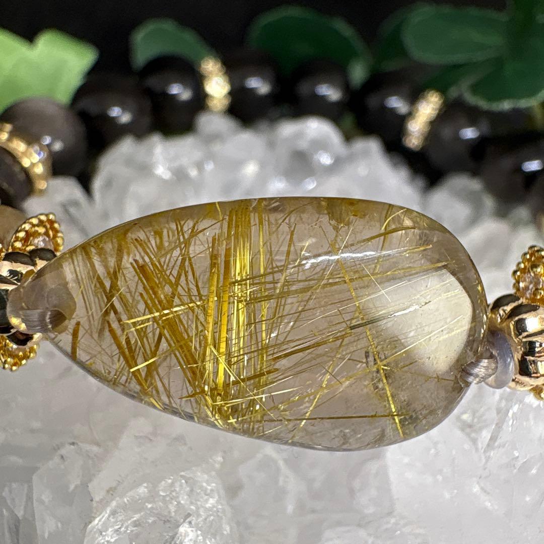 ルチルクォーツ　シルバーオブシディアン　ブレスレット