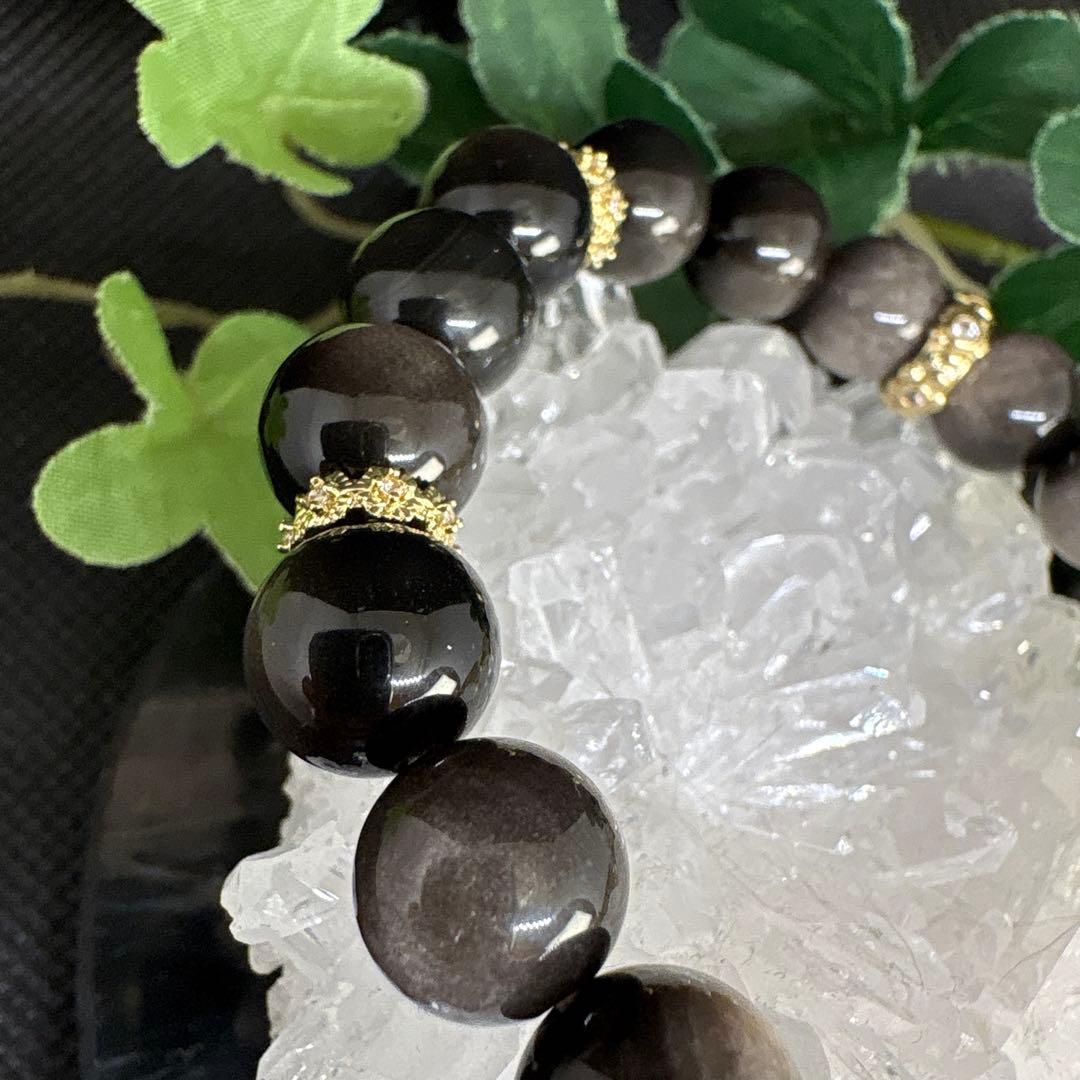 ルチルクォーツ　シルバーオブシディアン　ブレスレット