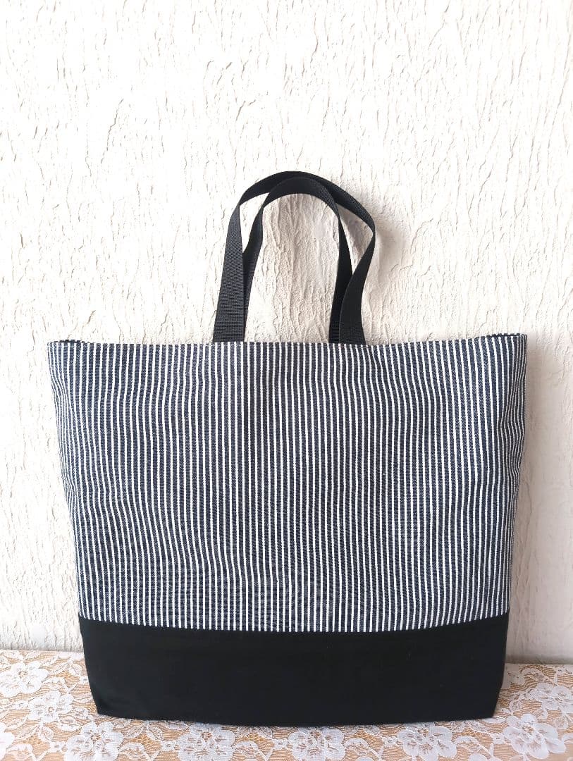 ストライプ＆ブラック入学入園セット7点セット、レッスンバック☆上履き袋☆体操着袋