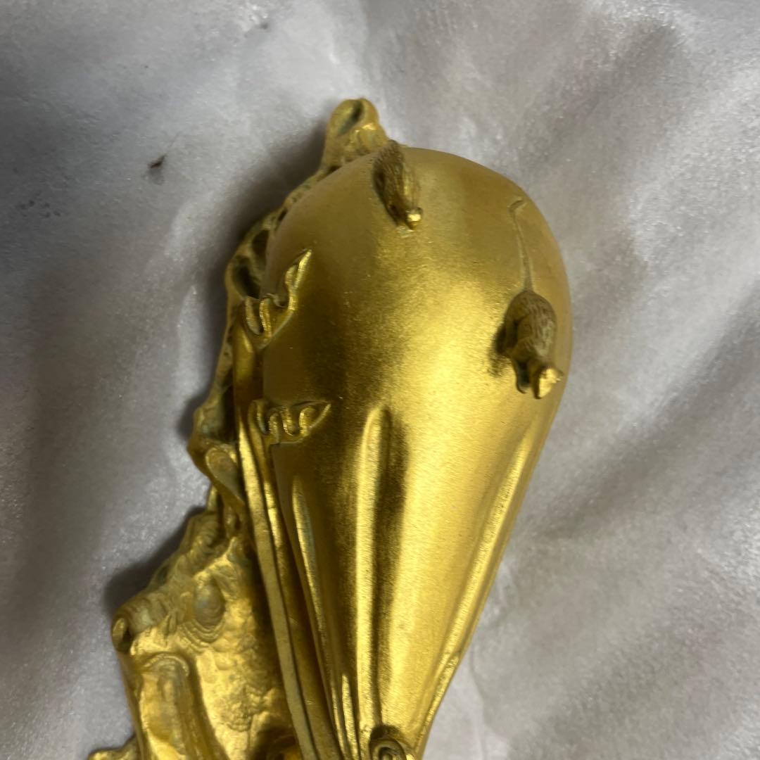 銅製招財布袋(黄金袋) 布袋尊　置物　金運祈願　縁起物