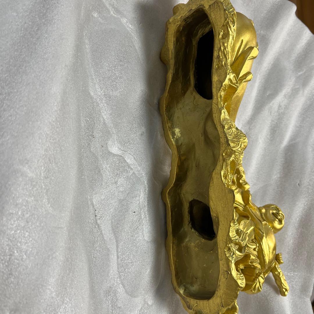 銅製招財布袋(黄金袋) 布袋尊　置物　金運祈願　縁起物