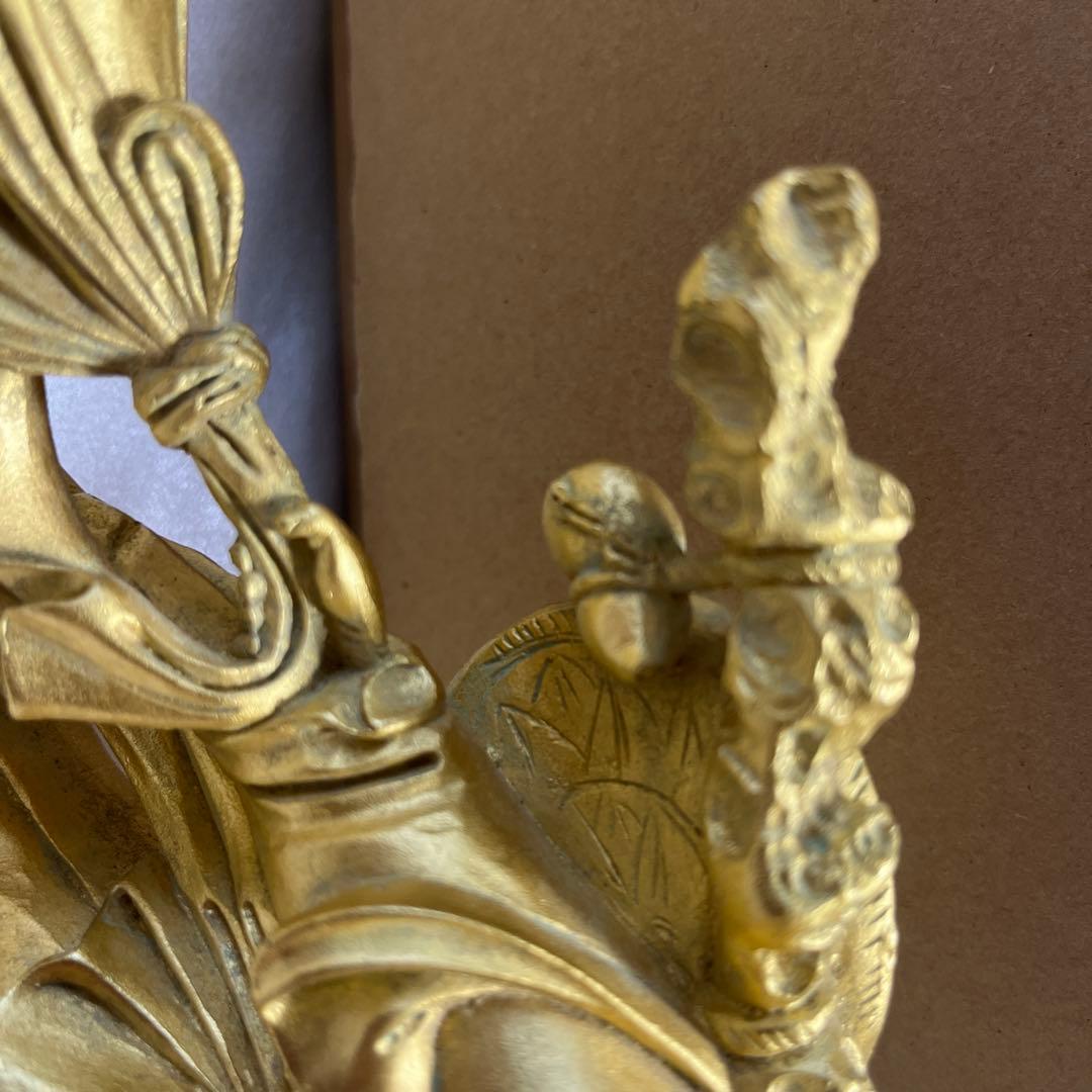 銅製招財布袋(黄金袋) 布袋尊　置物　金運祈願　縁起物