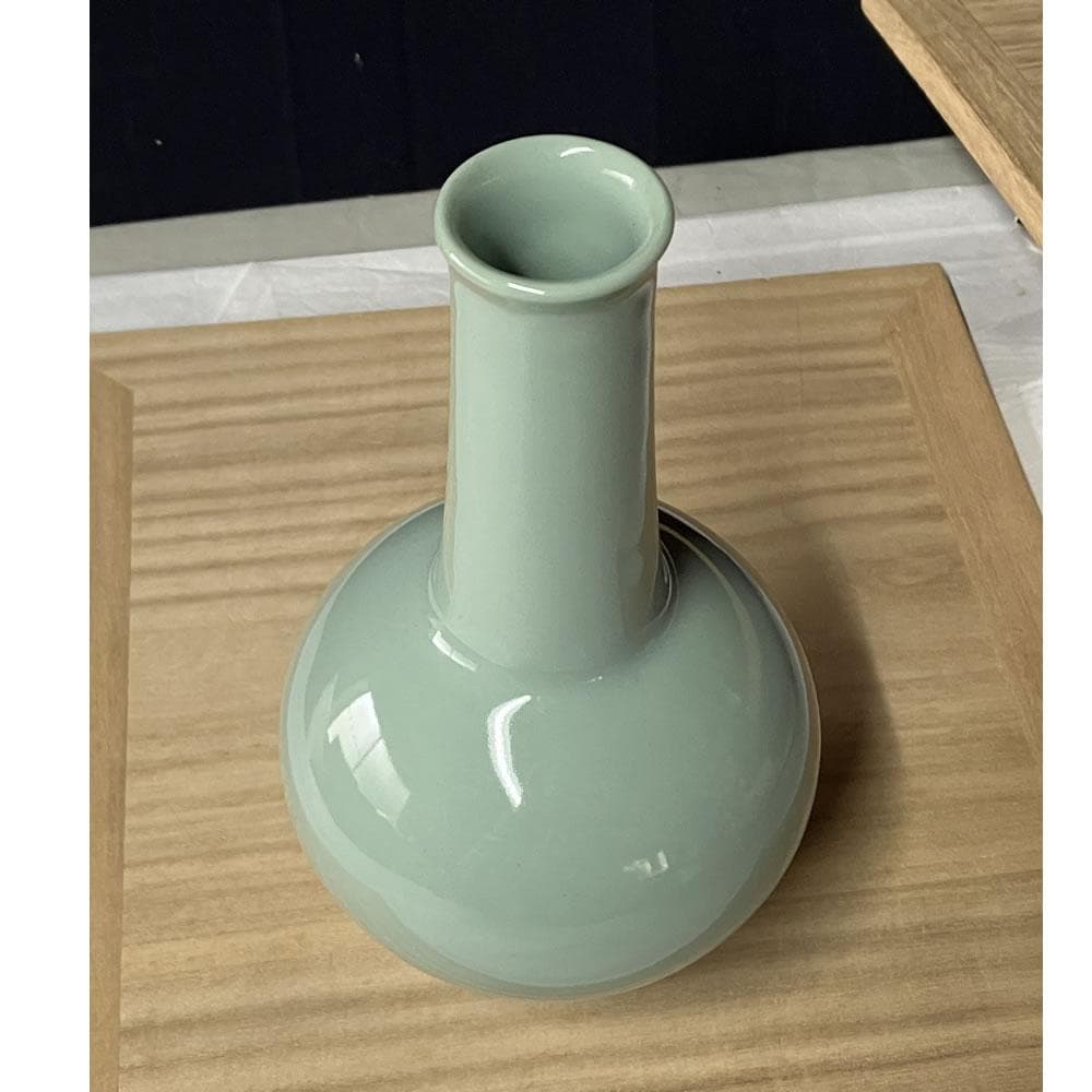 y026 宮永東山 青磁 花入 共箱 茶道具