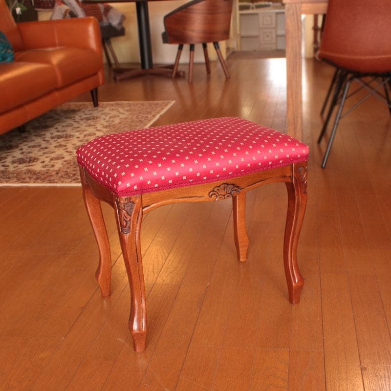 猫脚スツール レトロ風 赤 ヴィンテージ風 かわいい 222-1325-001
