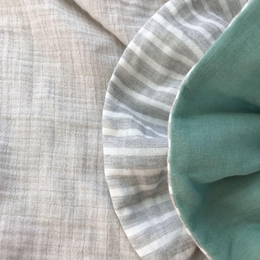 再販★グレーストライプ×ミントグリーン★  リバーシブル　スタイ