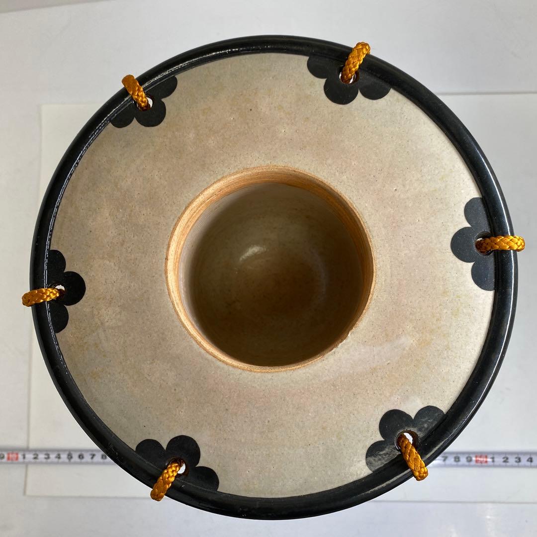 時代 陶製 鼓形 花入 h26.5cm 東キ8-0303① トヒチカ