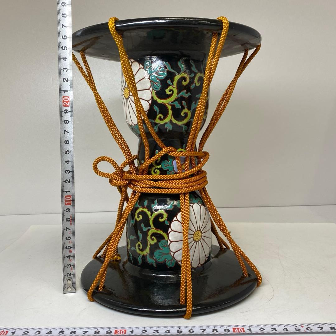 時代 陶製 鼓形 花入 h26.5cm 東キ8-0303① トヒチカ