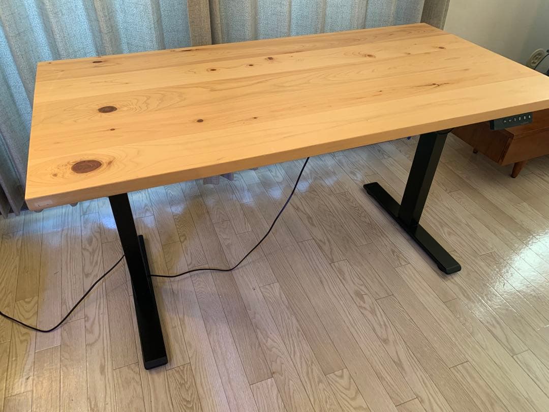 yyyyy　KANADEMONO無垢材ナチュラル天板 x スマート電動昇降