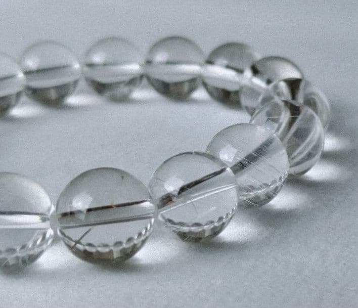 山梨水晶 乙女鉱山 ルチルクォーツ 上品な国産水晶 12mm玉 17cm