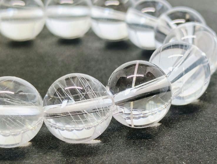 山梨水晶 乙女鉱山 ルチルクォーツ 上品な国産水晶 12mm玉 17cm